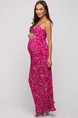 Magenta Floral Maternity Maxi Dress