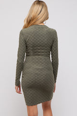 Olive Soft Brushed Knit Long Sleeve Maternity Dress