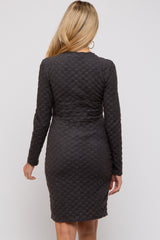 Black Soft Brushed Knit Long Sleeve Maternity Dress