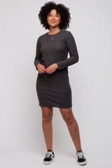 Black Soft Brushed Knit Long Sleeve Maternity Dress