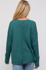 Emerald Green Waffle Knit Maternity Henley Top