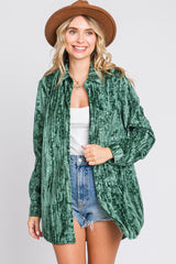 Green Embossed Floral Velvet Blouse