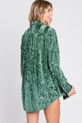 Green Embossed Floral Velvet Blouse