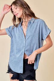 Denim Roll Up Sleeve Shirt