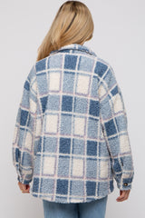 Blue Plaid Sherpa Maternity Jacket