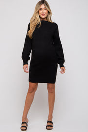 Black Chunky Knit Maternity Sweater Dress