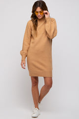 Camel Chunky Knit Maternity Sweater Dress