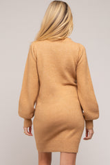 Camel Chunky Knit Maternity Sweater Dress