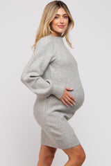 Heather Grey Chunky Knit Maternity Sweater Dress