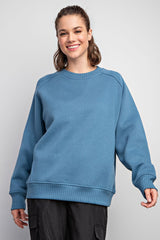 Blue Pullover Maternity Terry Crewneck