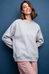 Heather Grey Pullover Maternity Terry Crewneck