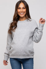 Heather Grey Pullover Maternity Terry Crewneck