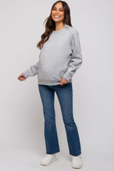 Heather Grey Pullover Maternity Terry Crewneck