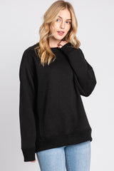 Black Pullover Maternity Terry Crewneck