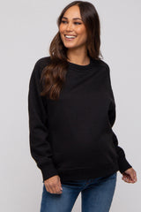 Black Pullover Maternity Terry Crewneck