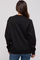 Black Pullover Maternity Terry Crewneck