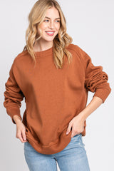 Camel Pullover Maternity Terry Crewneck