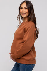 Camel Pullover Maternity Terry Crewneck