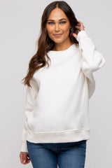 Ivory Pullover Maternity Terry Crewneck