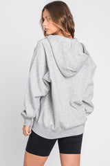 Heather Grey Front Zipper Hooded Sweater