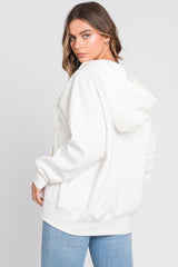 Ivory Front Zipper Hooded Sweater