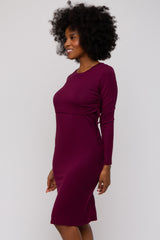 Burgundy Long Sleeve Nursing Dress