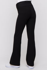 Black Ribbed Maternity Flared Leggings