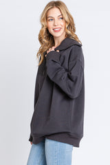 Charcoal High-Neck Fleece Pullover