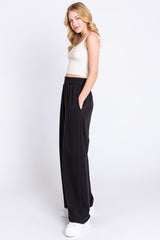 Black Soft Fleece Wide Leg Lounge Pants