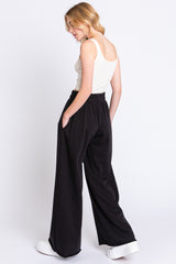 Black Soft Fleece Wide Leg Lounge Pants