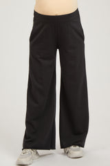 Black Soft Fleece Wide Leg Maternity Lounge Pants