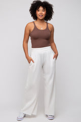 Ivory Soft Fleece Wide Leg Lounge Pants