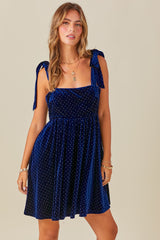 Navy Velour Sparkle Rhinestone Maternity Dress