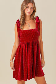 Red Velour Sparkle Rhinestone Dress