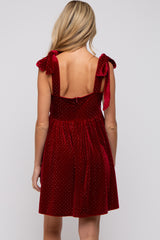 Red Velour Sparkle Rhinestone Maternity Dress