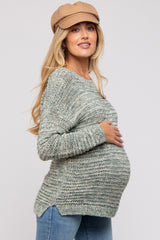 Light Olive Open Weave Maternity Sweater