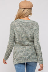 Light Olive Open Weave Maternity Sweater