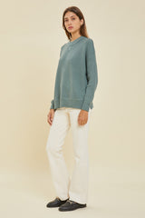 Sage Knit Side Slit Sweater