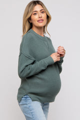 Sage Knit Side Slit Maternity Sweater