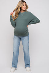 Sage Knit Side Slit Maternity Sweater