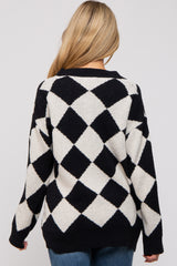 Black Argyle Soft Knit Maternity Cardigan