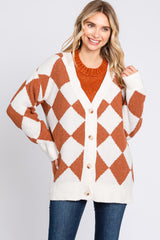 Camel Argyle Soft Knit Cardigan