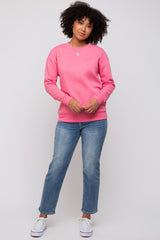 Pink Pullover Maternity Sweatshirt