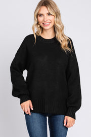 Black Ribbed Cuff Sweater