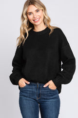 Black Ribbed Cuff Sweater