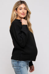 Black Ribbed Cuff Maternity Sweater