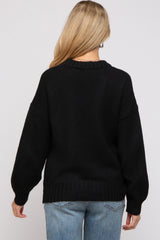 Black Ribbed Cuff Maternity Sweater