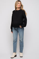 Black Ribbed Cuff Maternity Sweater