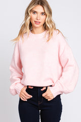 Pink Ribbed Cuff Sweater