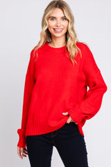 Red Ribbed Cuff Sweater